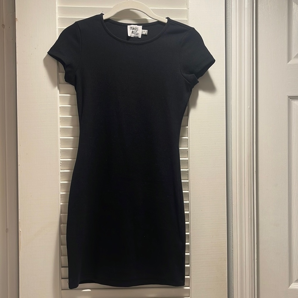 Black shirt sleeve dress